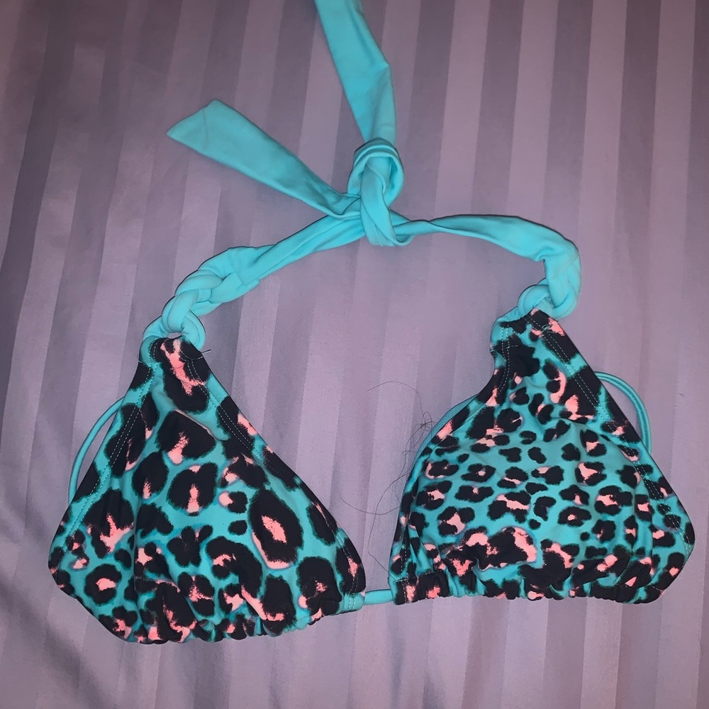 Neon Cheetah Triangle Bathing Suit Top